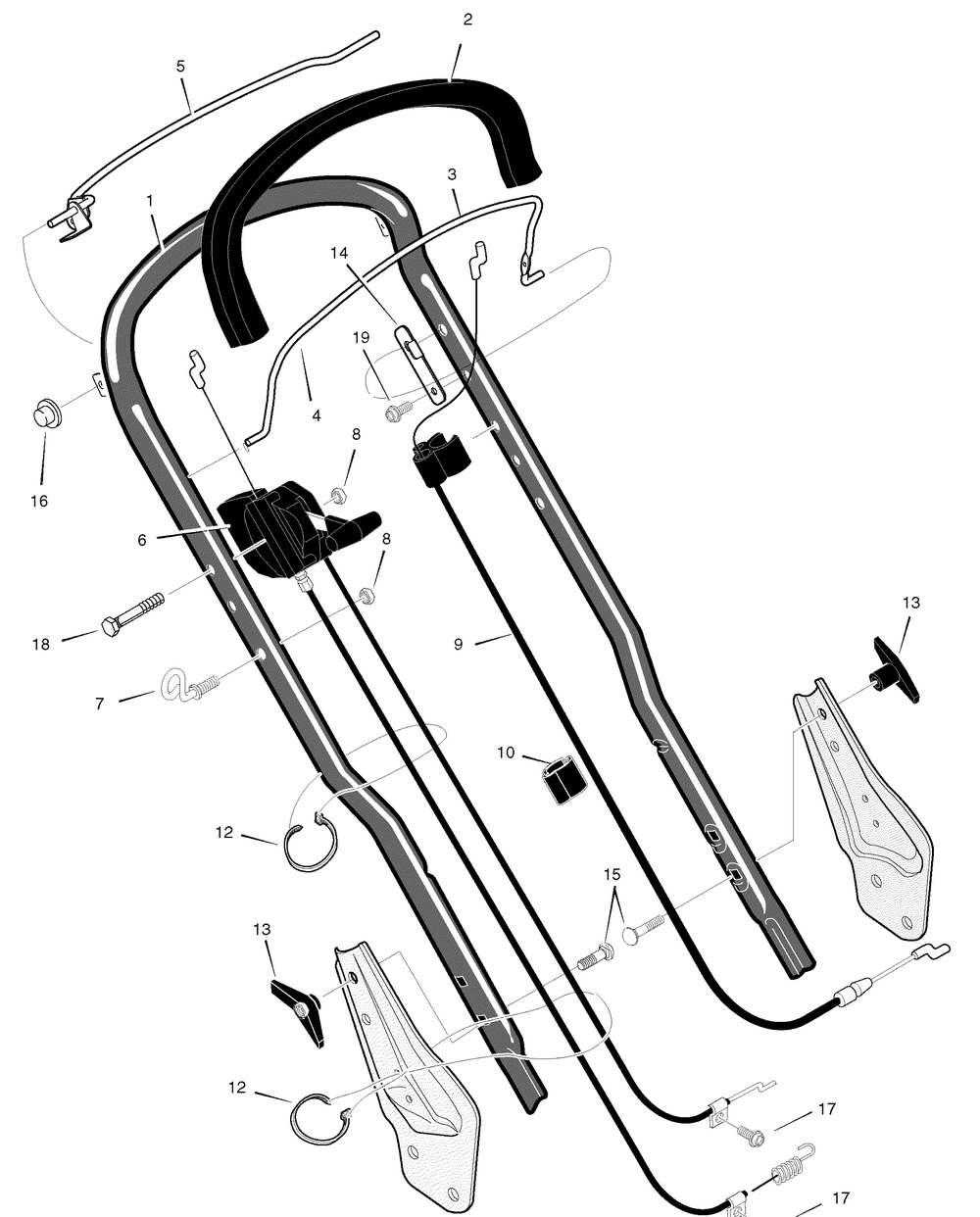 Recoil Start Handle Diagram and Parts List for 218910X43F 2004 Briggs and Stratton Lawn Mower